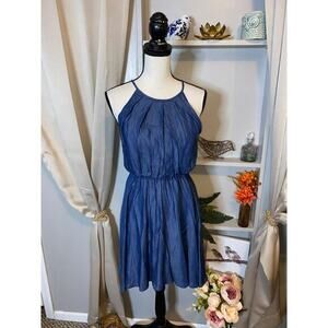 NWT $44 Blue Chambray size Small Alya Dress from Francesca’s Elastic Waist